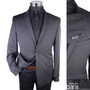 BAR III Men's Blazer Gray Sz 38R/S Sport Coat Slim-Fit Solid Two Button Wool